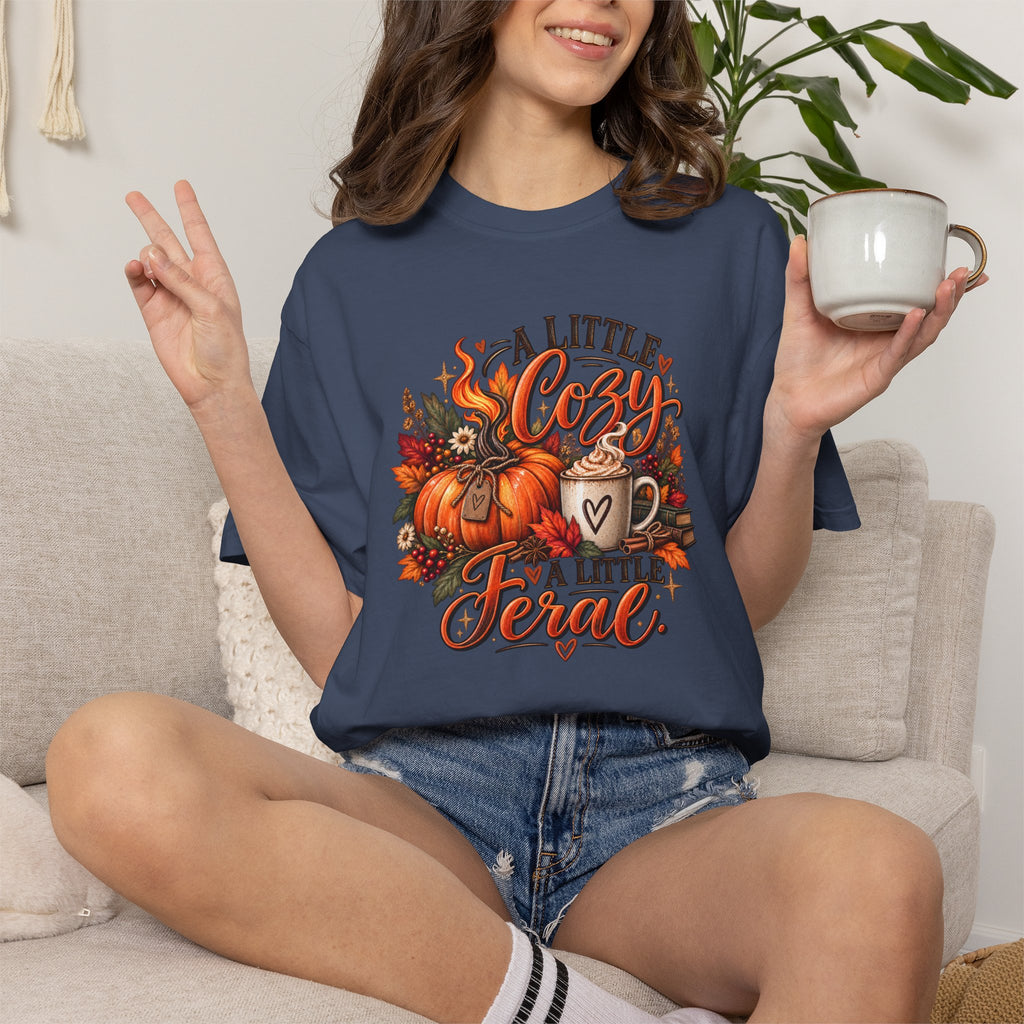 Cozy A Little Cozy A Little Feral Fall Pumpkin T-Shirt