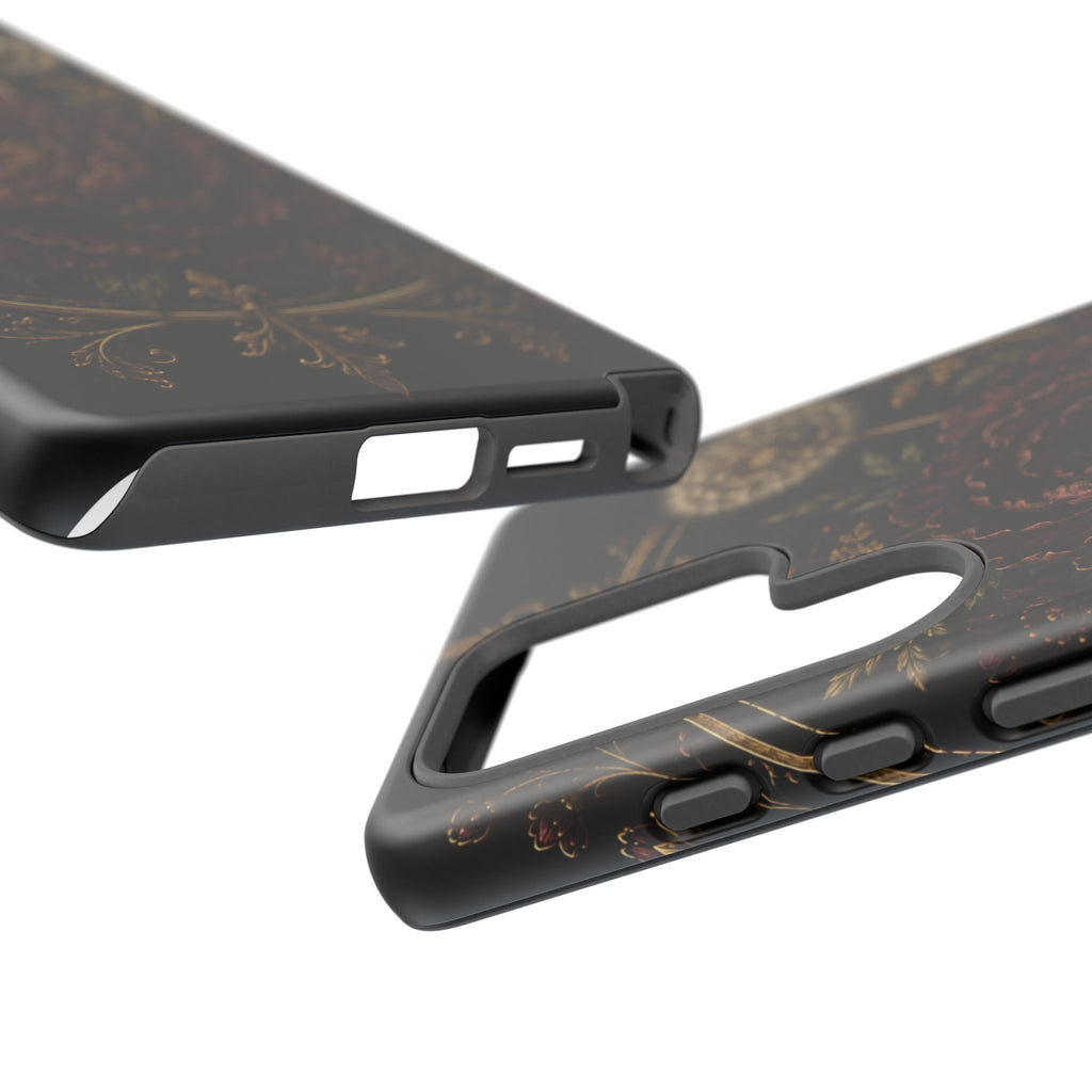 Midnight Garden Tough Case – Vintage Dark Floral Phone Case (Antique Dahlia & Dandelion)