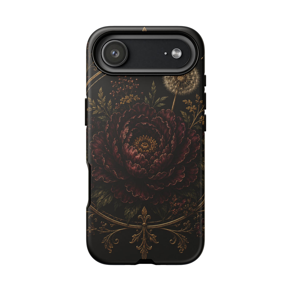 Midnight Garden Tough Case – Vintage Dark Floral Phone Case (Antique Dahlia & Dandelion)