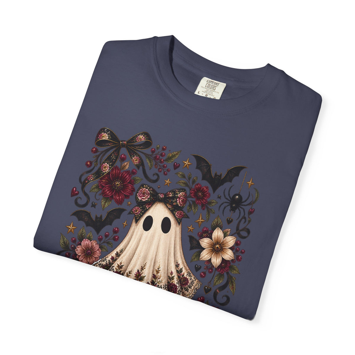 Vintage Floral Ghost T-Shirt — Cute Spooky Halloween Tee
