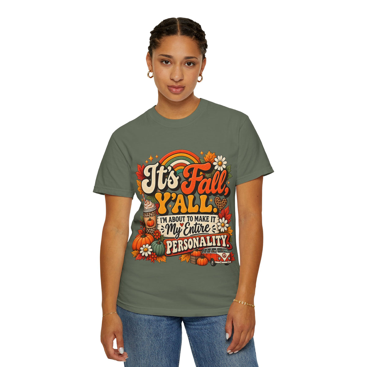 It's Fall Y'all T-Shirt — Fall Pumpkin & Cozy Coffee Graphic Tee