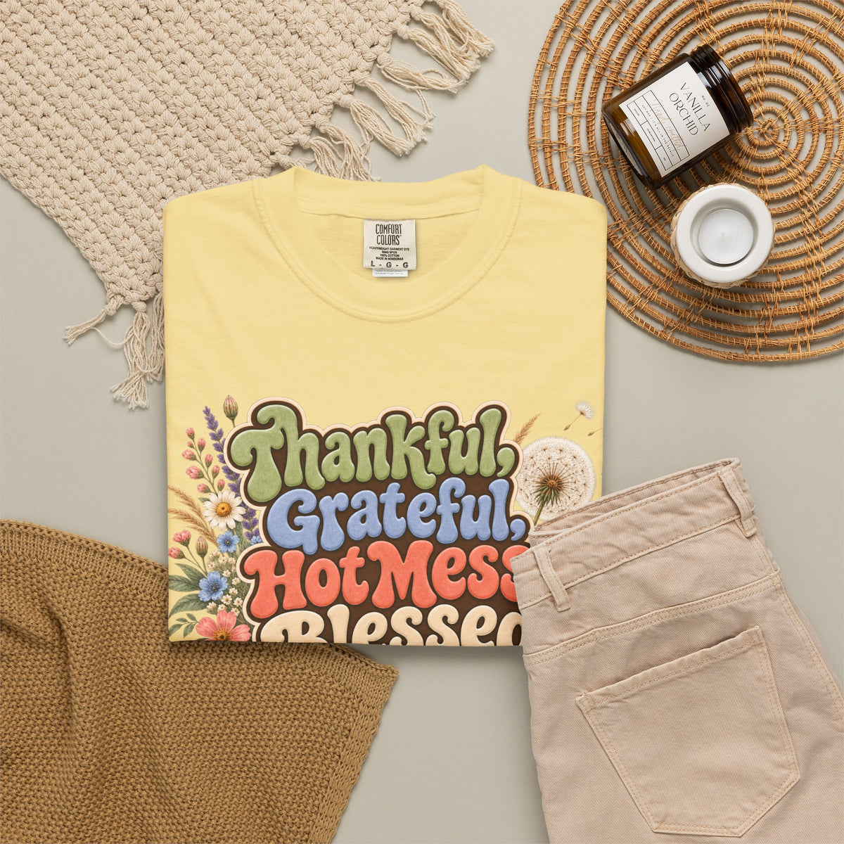 Thankful Grateful Hot Mess Blessed T-Shirt