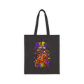 Halloween Tote Bag - "Here for the Candy" Pumpkin Candy Tote, Trick-or-Treat Canvas Bag