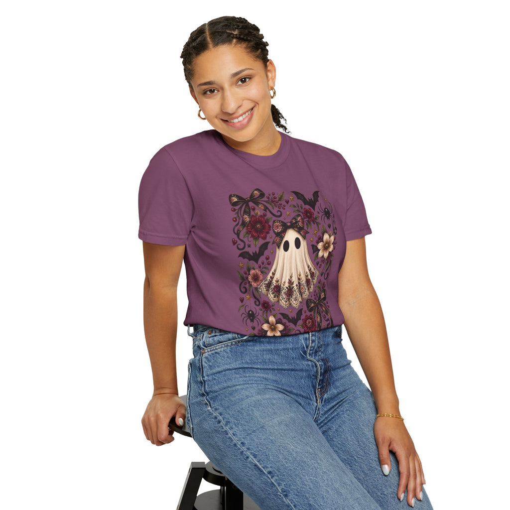 Vintage Floral Ghost T-Shirt — Cute Spooky Halloween Tee
