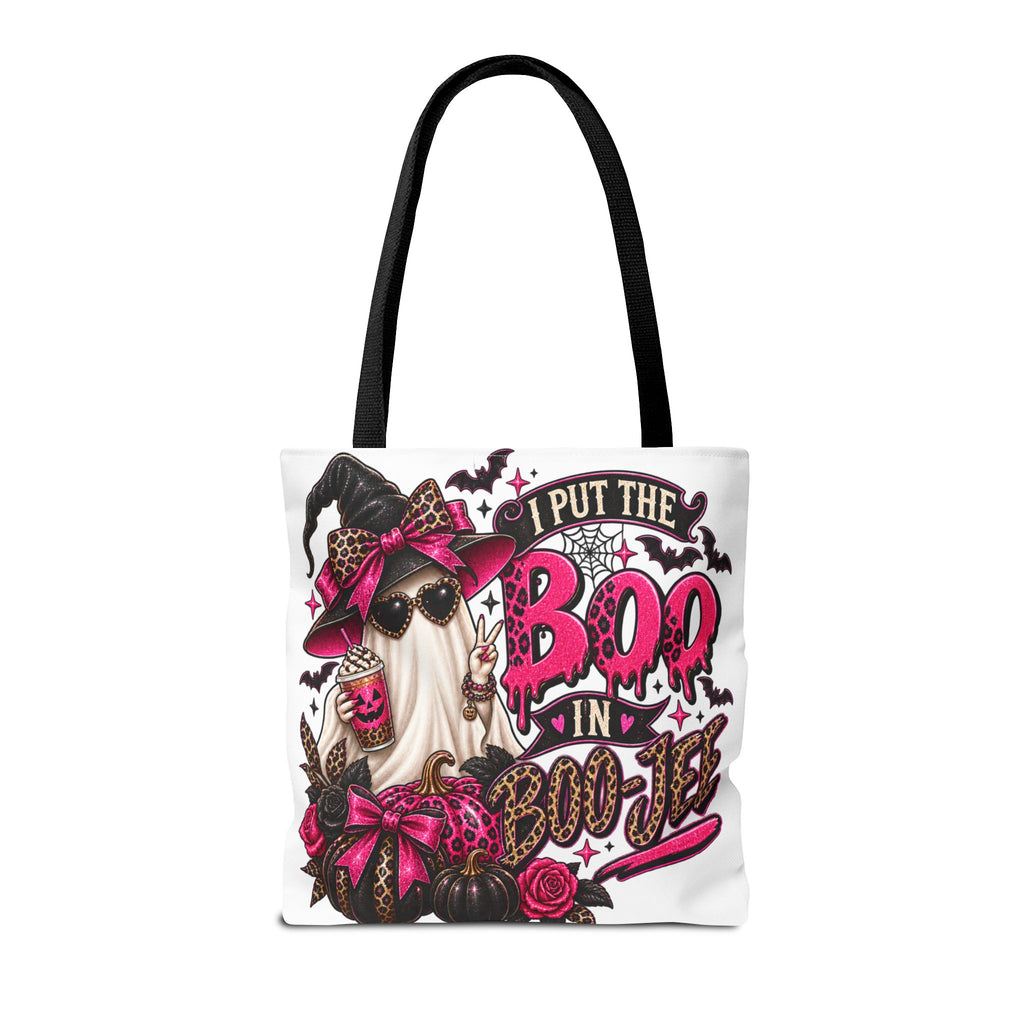 Halloween Boo-in-Boots Tote Bag – Pink Witch Gnome Trick-or-Treat Tote