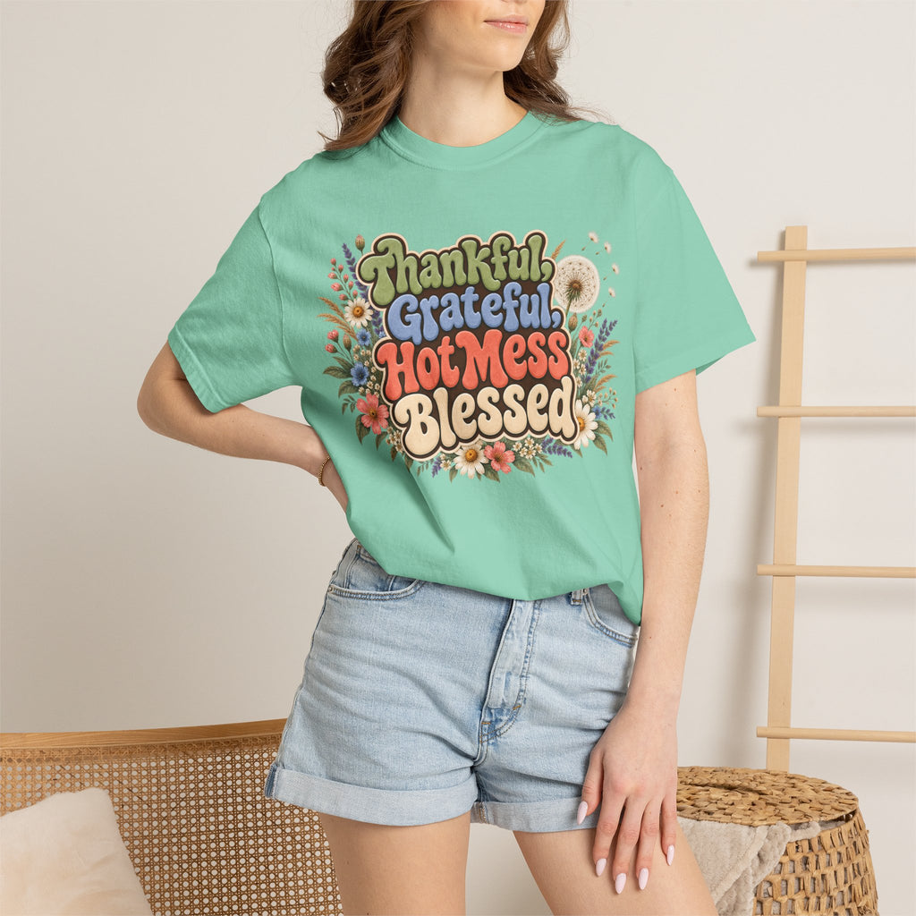 Thankful Grateful Hot Mess Blessed T-Shirt