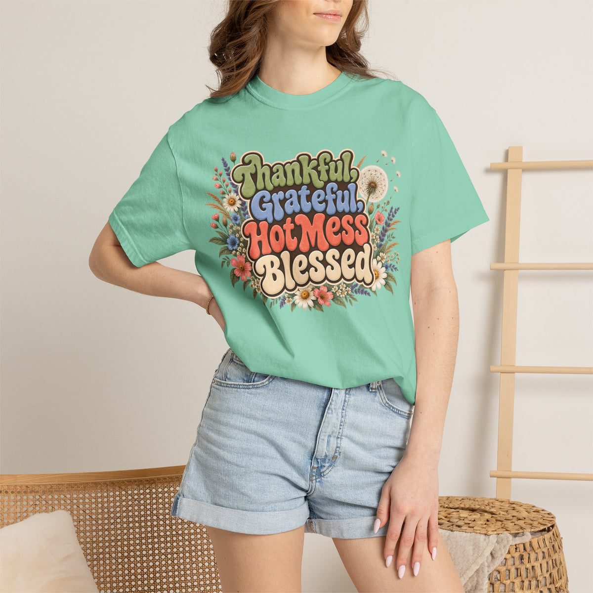 Thankful Grateful Hot Mess Blessed T-Shirt