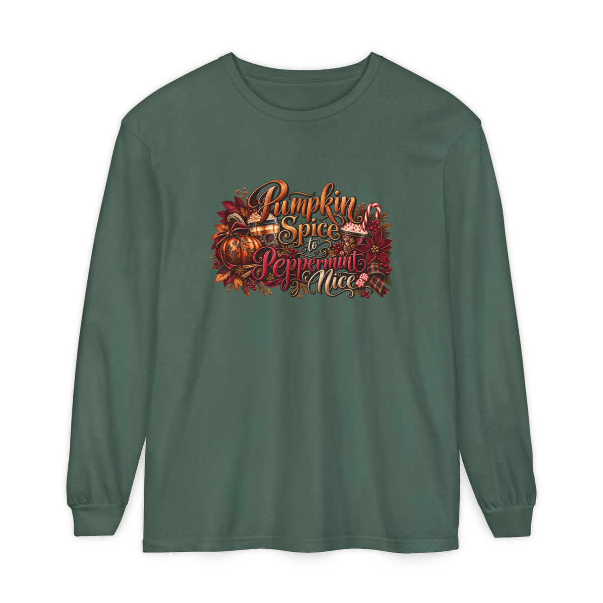 Pumpkin Spice & Peppermint Christmas Long Sleeve T-Shirt
